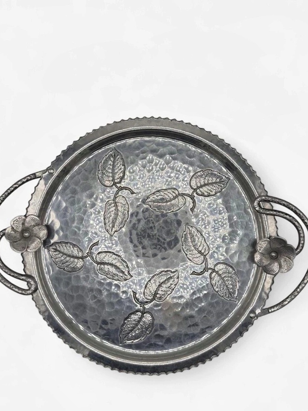 Wilton Floral Hammered Metal Serving Tray